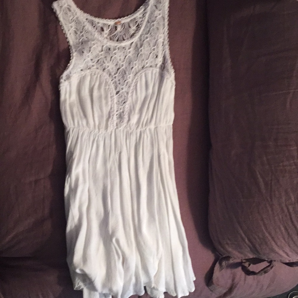 White Free People dress with crochet neck